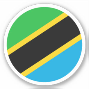 Adesivo Redondo da Bandeira da Tanzânia