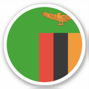 Adesivo Redondo da Bandeira da Zâmbia