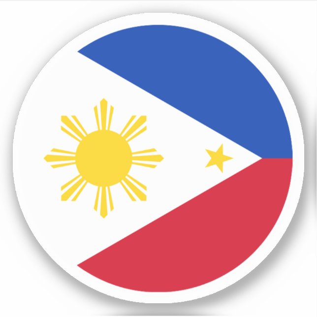 Adesivo Redondo da Bandeira das Filipinas (Frente)