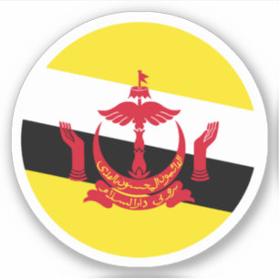 Adesivo Redondo da Bandeira de Brunei