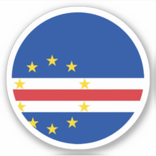 Adesivo Redondo da Bandeira de Cabo Verde