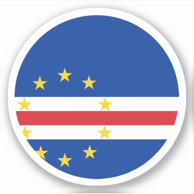 Adesivo Redondo da Bandeira de Cabo Verde (Frente)