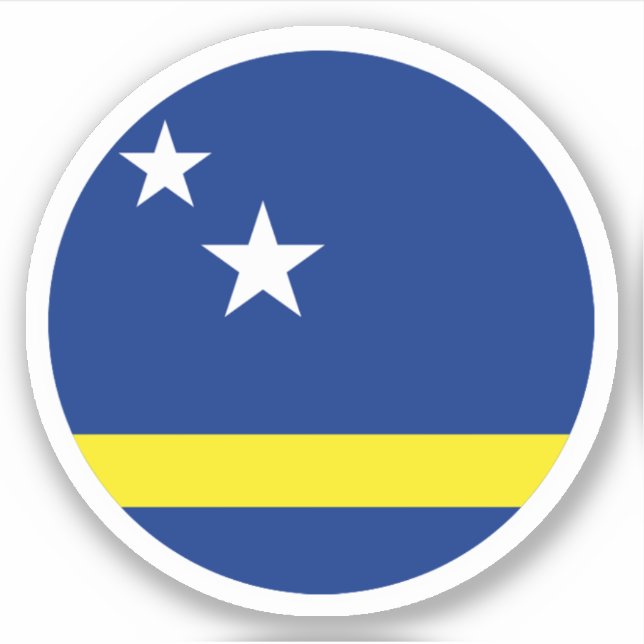 Adesivo Redondo da Bandeira de Curaçao (Frente)