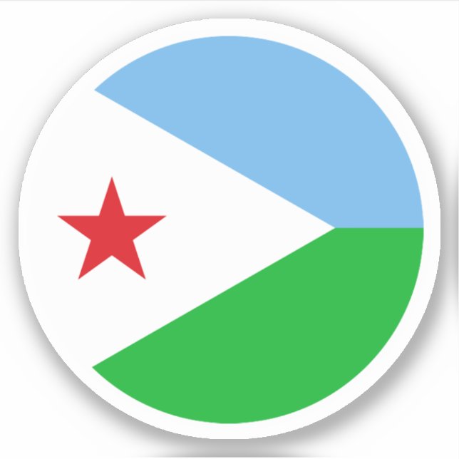 Adesivo Redondo da Bandeira de Djibuti (Frente)