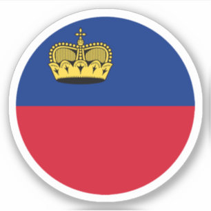 Adesivo Redondo da Bandeira de Liechtenstein
