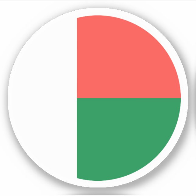 Adesivo Redondo da Bandeira de Madagascar (Frente)
