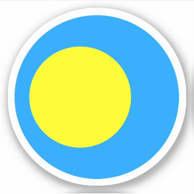 Adesivo Redondo da Bandeira de Palau (Frente)