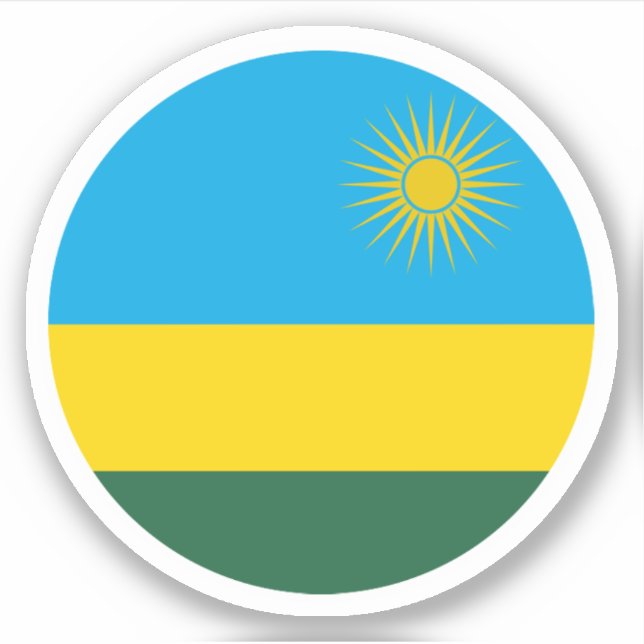 Adesivo Redondo da Bandeira de Ruanda (Frente)