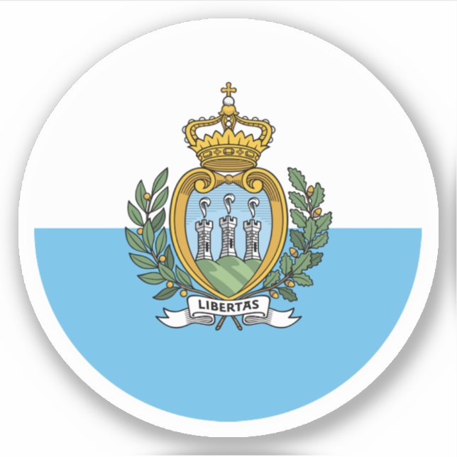 Adesivo Redondo da Bandeira de São Marinho (Frente)