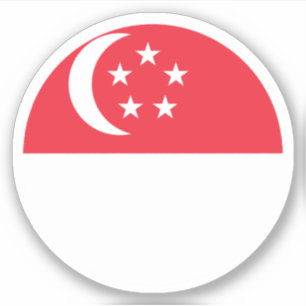 Adesivo Redondo da Bandeira de Singapura