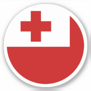Adesivo Redondo da Bandeira de Tonga
