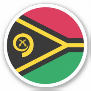 Adesivo Redondo da Bandeira de Vanuatu