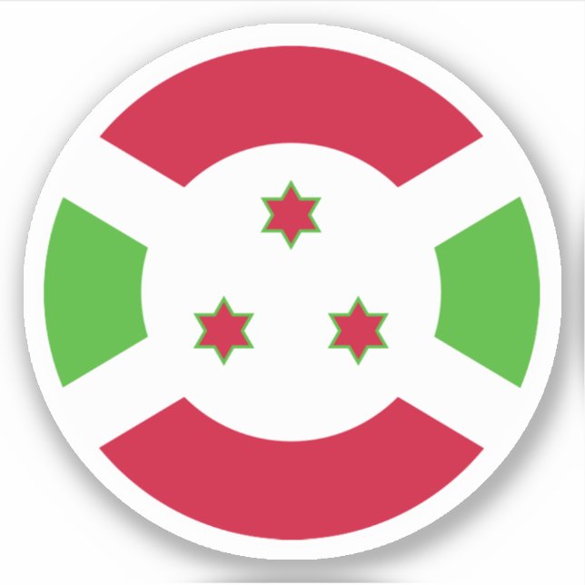 Adesivo Redondo da Bandeira do Burundi (Frente)
