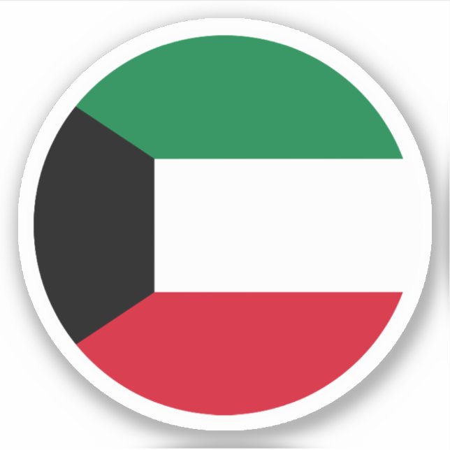 Adesivo Redondo da Bandeira do Kuwait (Frente)