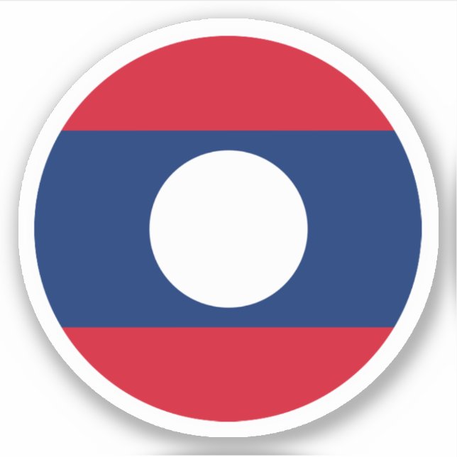 Adesivo Redondo da Bandeira do Laos (Frente)