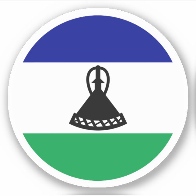 Adesivo Redondo da Bandeira do Lesoto (Frente)
