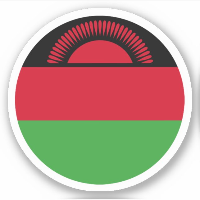 Adesivo Redondo da Bandeira do Malawi (Frente)