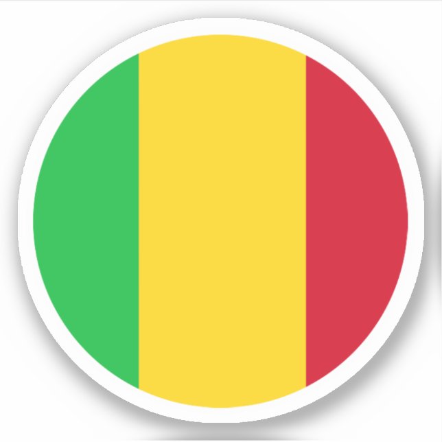 Adesivo Redondo da Bandeira do Mali (Frente)