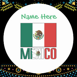 Adesivo Redondo da Bandeira do México Personalizad