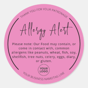 Adesivo Redondo de Alerta de Alergia Rosa