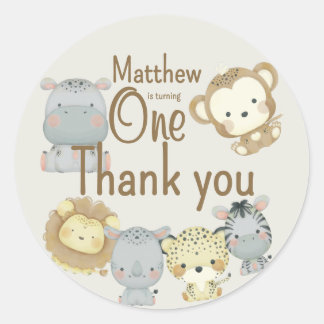 Adesivo Redondo de Aniversário Boho Safari