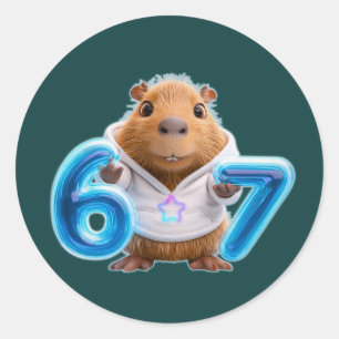 Adesivo Redondo de Capivara 67 – Brilho Azul   Azu