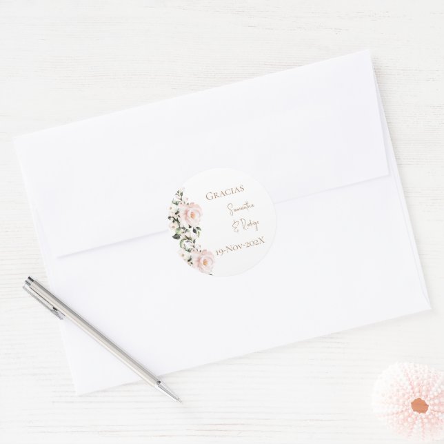 Adesivo redondo de casamento Boho Espanhol  (Envelope)