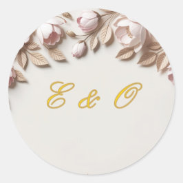 Adesivo Redondo de Casamento Floral Elegante