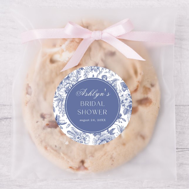 Adesivo Redondo de Chá de Bebê em Chinoiserie Azul (Criador carregado)