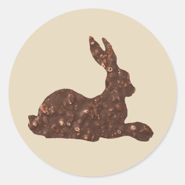 Adesivo redondo de chocolate castanho, Páscoa (Frente)