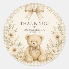 Adesivo Redondo de Churrasco de Bebê Urso Teddy Ne