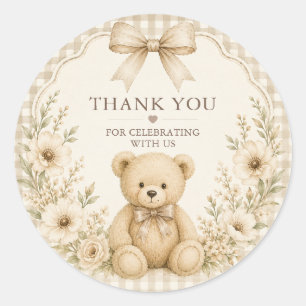 Adesivo Redondo de Churrasco de Bebê Urso Teddy Ne
