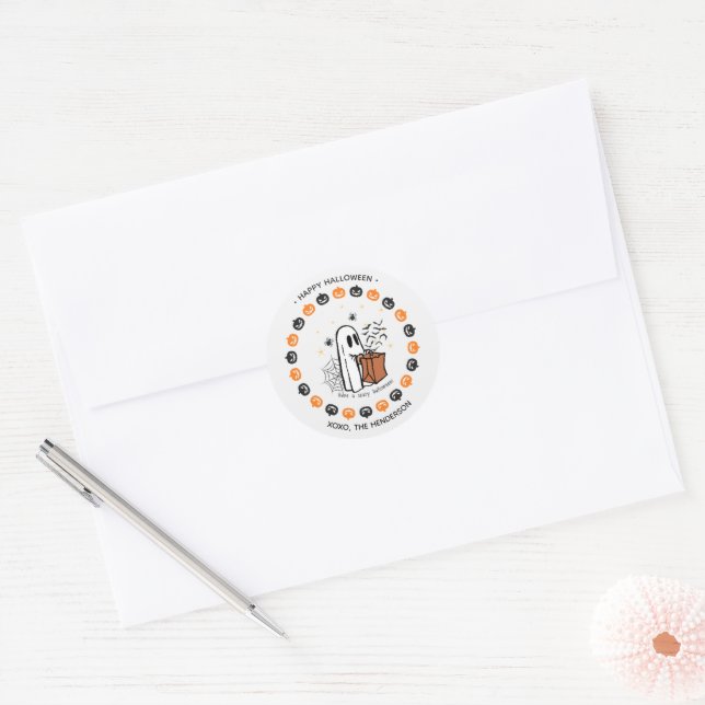 Adesivo Redondo de Fantasma de Halloween Fofo – Do (Envelope)
