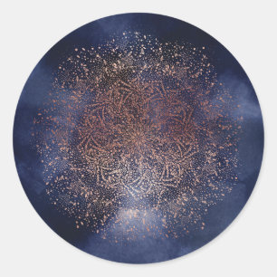 Adesivo Redondo de Natal Blue Gold Sparkle Festa