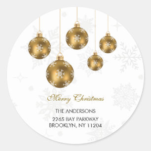 Adesivo Redondo de Natal com Enfeite de Ouro Elega