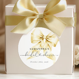 Adesivo Redondo de Noiva com Laço Dourado