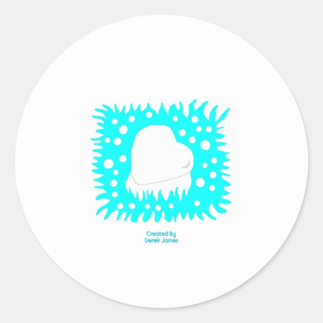 Adesivo Redondo do Coração da Neve de inverno (Frente)