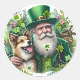 Adesivo Redondo Duende Com Cachorro