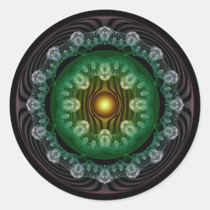 Adesivo redondo elegante fractal de ornamento clá