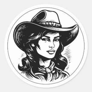 Adesivo Redondo Estética Cowgirl