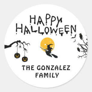 Adesivo Redondo Família Bruxas Halloween