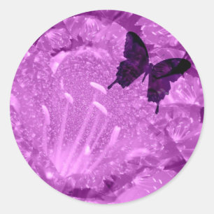 Adesivo Redondo Floral Borboleta Roxa