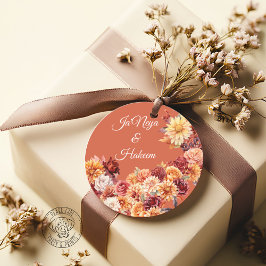 Adesivo Redondo Floral de Outono para Casamento