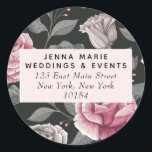 Adesivo Redondo Floral Vintage Escuro<br><div class="desc">Adesivos de endereço de devolução florais vintage escuros!</div>