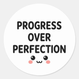 Adesivo Redondo Fofo Kawaii Progresso Acima da Per