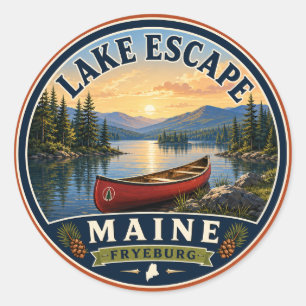 Adesivo Redondo Lake Escape Fryeburg Maine