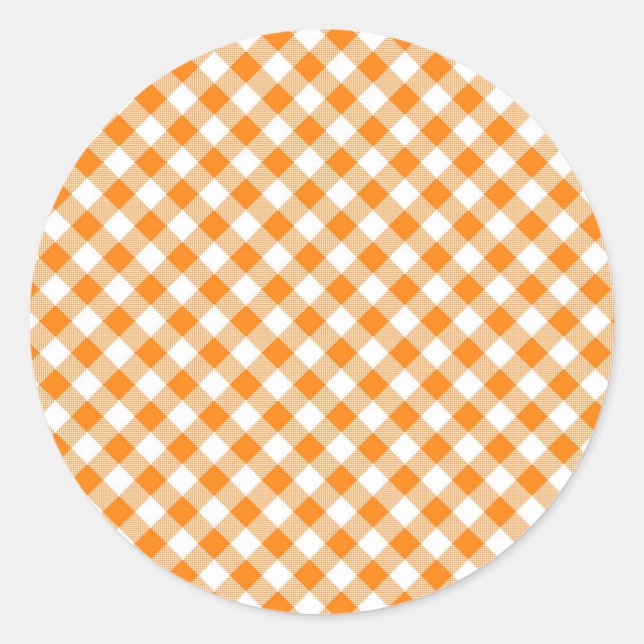 Adesivo Redondo Laranja Gingham (Frente)