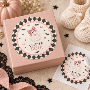 Adesivo Redondo Little Boo Pink Baby Shower