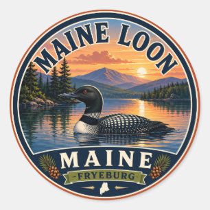 Adesivo Redondo Maine Loon Fryeburg Maine