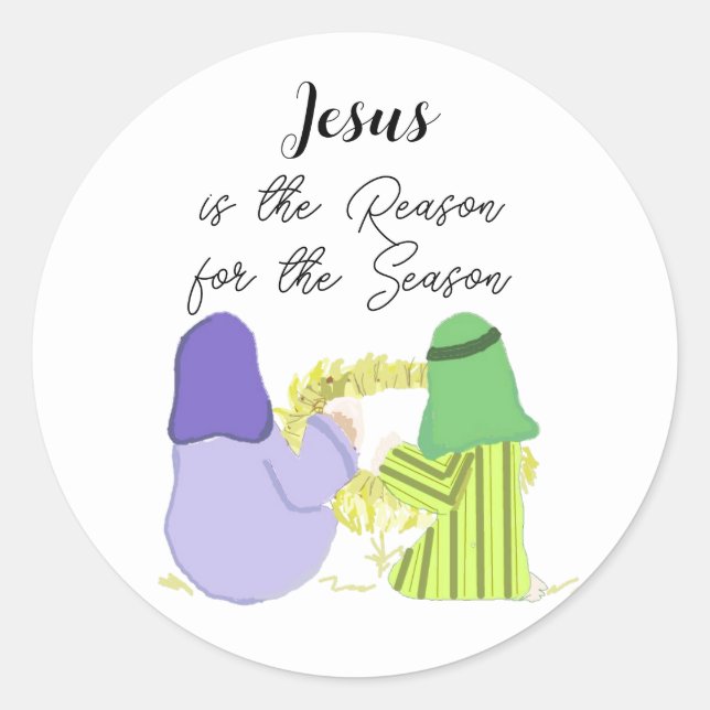 Adesivo Redondo Natal Jesus é a Razão (Frente)